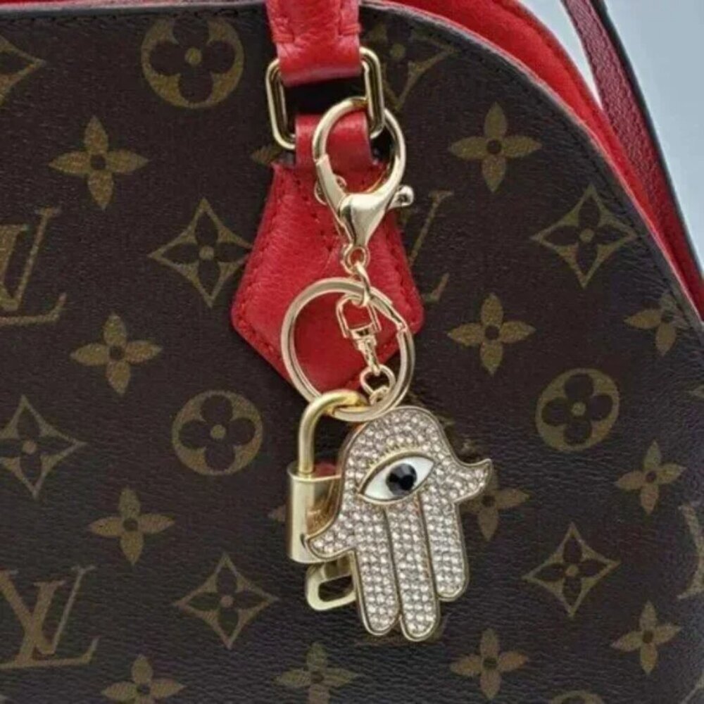 LV Gold Padlock & Key 🔒 Authentic Louis Vuitton Bag Unbranded Evil Eye Charm - Picture 6 of 6